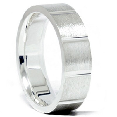 Pompeii3 Mens Sterling Silver 6mm Flat Comfort Fit Wedding Band