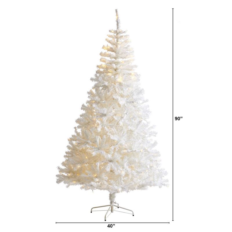 7.5ft Nearly Natural Pre-Lit LED White Artificial Christmas Tree Clear Lights, 3 of 10