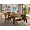 HomeStock 6-Piece Rectangle Mahogany Finish Solid Wood Top Dining Table with 1 Bench, 4 Chairs - 2 of 4