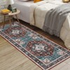 Vintage Floral Medallion Area Rugs for Living Room Dining Room, Retro Accent Low Pile Floor Carpet for Bedroom Home Office - 2 of 4