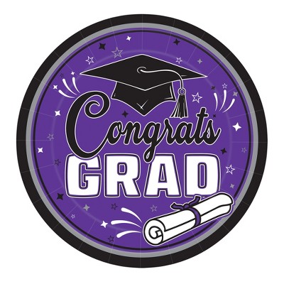 Beistle Purple Congrats Grad Plates, 9