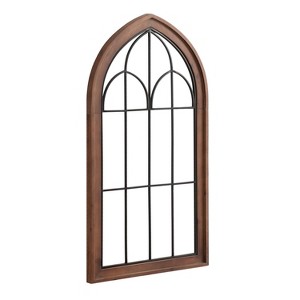 Kate & Laurel All Things Decor 19"x36" Rennell Window Pane Arch Wall Decor Dark Brown - 1 of 4