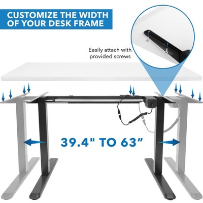 Black and White Adjustable Electric Sit-Stand Desk with Steel Frame