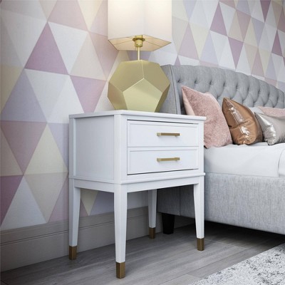 Westerleigh Sophisticated White End Table with Gold Accents