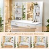 JUJABU 42.5" Makeup Vanity Table with Lighted Mirror, Adjustable Lighting Modes, Storage Shelves, Drawers, Power Outlet & Stool – White - 4 of 4