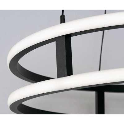 Gemini 24-Inch Black LED Dual Ring Pendant Light