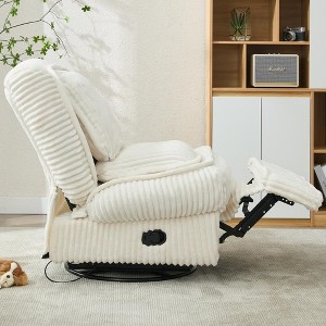 ORRD 360° Swivel Recliner Chair with Footrest, Beige Corduroy Glider Rocking Armless Sofa for Small Spaces, Manual Adjustable Backrest - 1 of 4