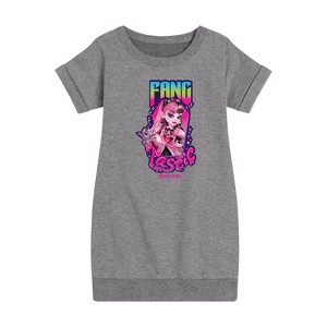 - Mattel - Draculaura Is Fangtastic Graphic Short Sleeve Fleece Dress - 1 of 3