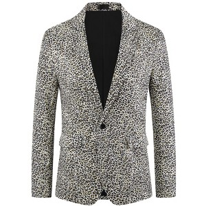 INSPIRE CHIC Men's Slim Fit Peak Lapel One Button Party Animal Printed Blazers - 1 of 4
