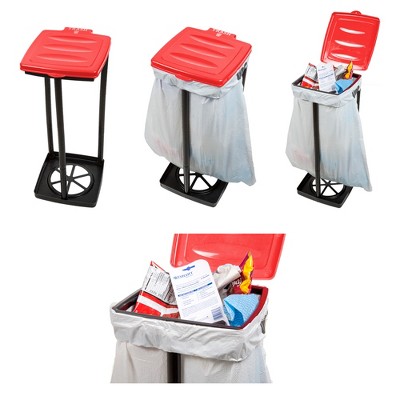 Red Collapsible Plastic Outdoor Trash Bag Holder