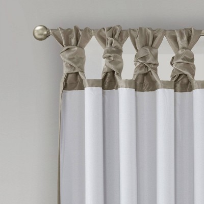 Pewter Faux Silk Total Blackout Tab Top Curtains