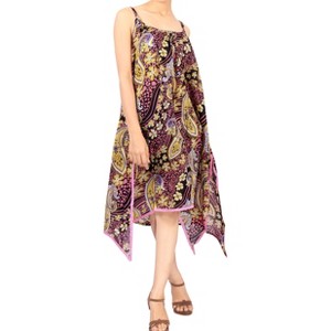 HAPPY BAY Women's Beachwear Summer Swim Beach Cover Ups for Swimwear Women Swimsuit Coverups for Women Strappy A Line Dress 1X Yellow Paisley - 1 of 4