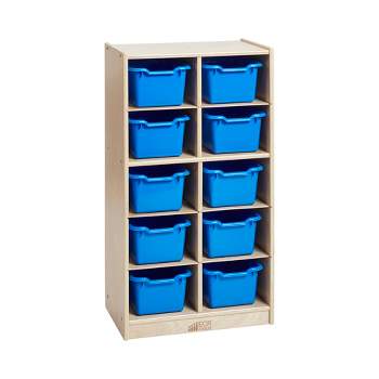 ECR4Kids 10 Cubby School Storage Cabinet - Rolling Cabinet with Tray Slots