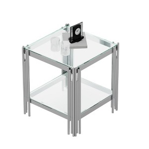 NicBex Modern 19.69" Square Coffee Table with Tempered Glass Top and Steel Frame for Living Room and Bedroom - 1 of 4
