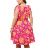 Agnes Orinda Women's Plus Size Boho Tie Strap Sleeveless Floral V Neck Midi A-Line Sundresses - 4 of 4