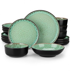 vancasso 16 Piece Set Of Matte Colored Glaze+Kiln Change Glaze Light Green Ceramic Tableware Set Serving 4 People - 1 of 4