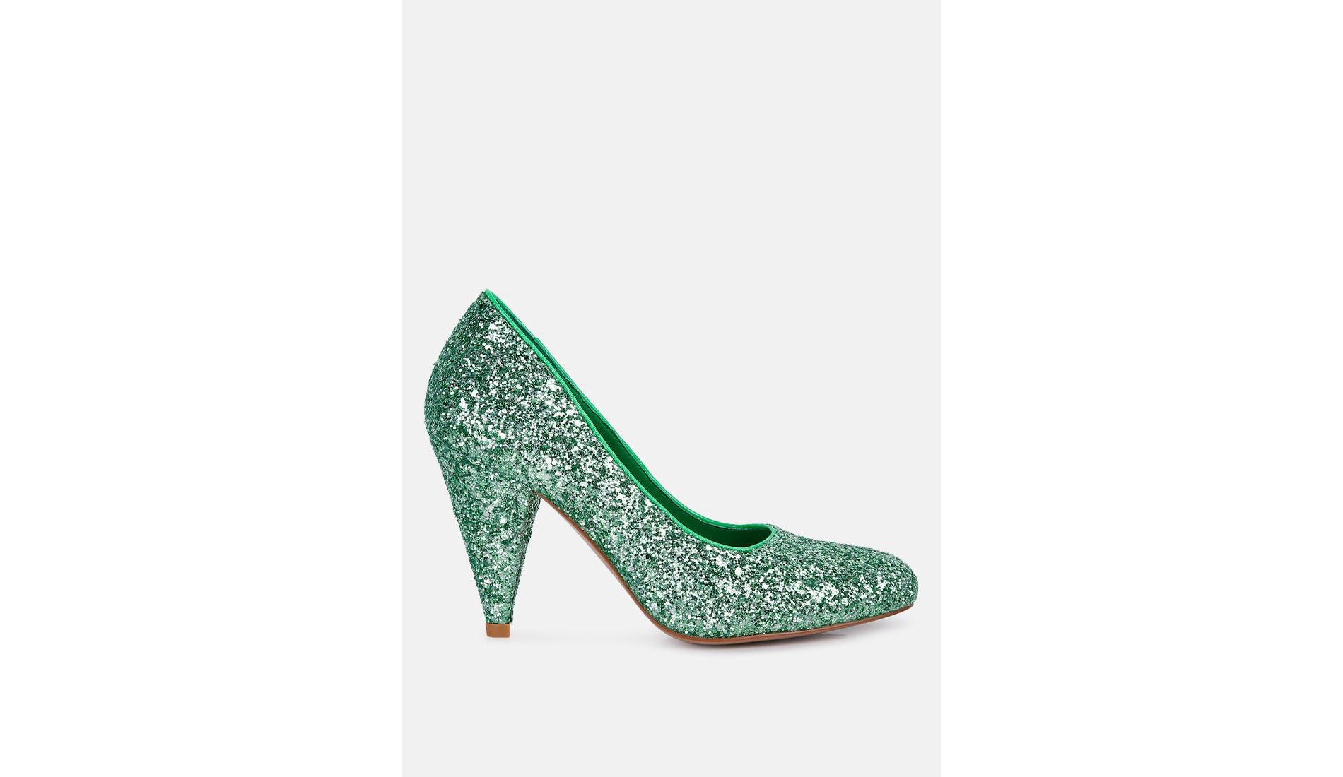 Sugar Plum Glitter Conical Heel Pumps