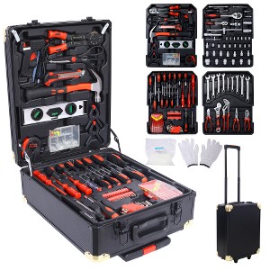 Ridstar 969pcs Home Toolbox Storage Case with 4 Drawers & Rolling Tool Box For Maintenance, Garden, Homeowner & Handyman-Black - 1 of 4