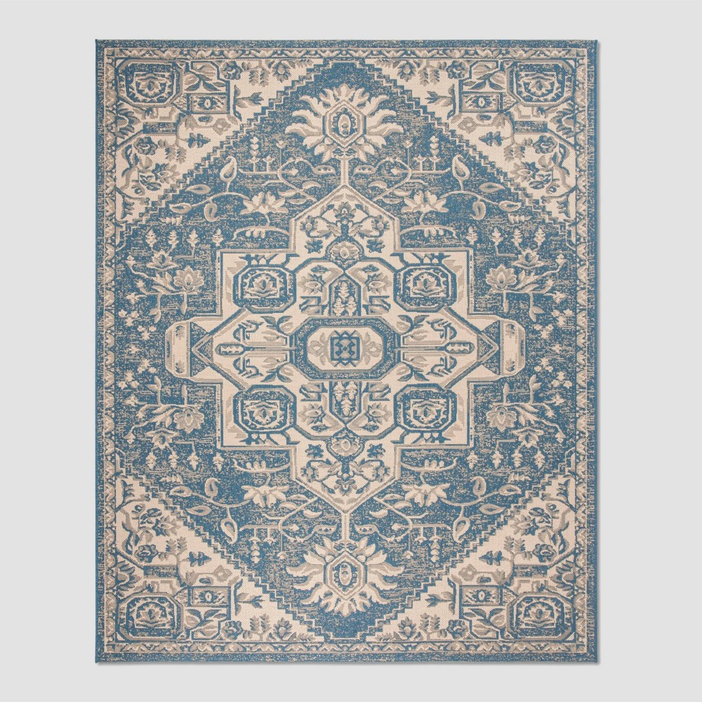 7'10inX10' Milda Outdoor Rug Cream/Blue - Safavieh