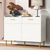 Wooden Storage Cabinet With 2 Doors And 2 Drawers, Accent Cabinet With Steel Pipe Table Legs, Modern Cabinet For Living Room-Cuddlewood - 2 of 4