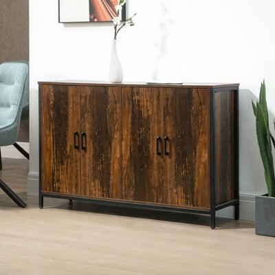 DOMETOUR Industrial Sideboard Buffet Cabinet with Doors Kitchen Cabinet with Adjustable Shelves Rustic Brown