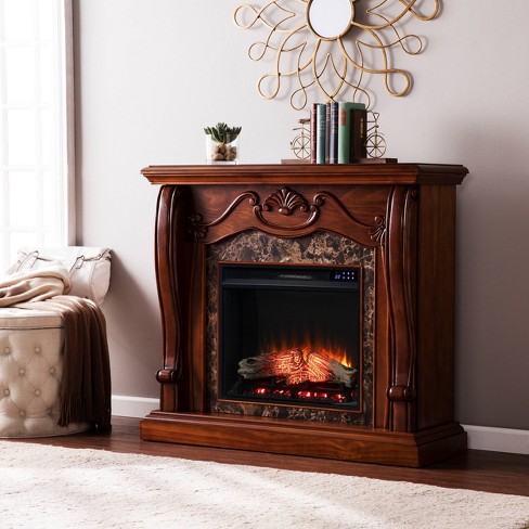 Exprari Touch Panel Electric Fireplace With Faux Marble Walnut - Aiden Lane  : Target