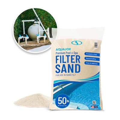 Aqua Joe Premium Pool & Spa Filter Sand for Above & In-Ground Pools, Natural Silica & Free of Additives, Residential & Commercial Use, 50lb, FLTSAND50