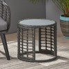 Boho Rattan Side Table with Tempered Glass Top,Round Accent Table for Living Room,Entryway or Sofa-Maison Boucle - 2 of 4
