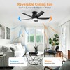 Wanze of Ocean 42 in. Modern Black Indoor 6-Speed ABS Black Blades Flush Mount Ceiling Fan with 3-Color Dimmable Light and Remote - 4 of 4
