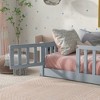 MAYEERTY Twin Floor Bed with Fence without Door, Rubber Wood Floor Guardrails Gray - 4 of 4