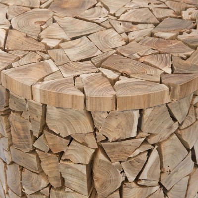 Transitional Canyon Teak Medium Oak Round Stool