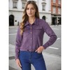 INSPIRE CHIC Women's Faux Suede Casual Spread Collar Button Up Biker Moto Jacket - 2 of 4
