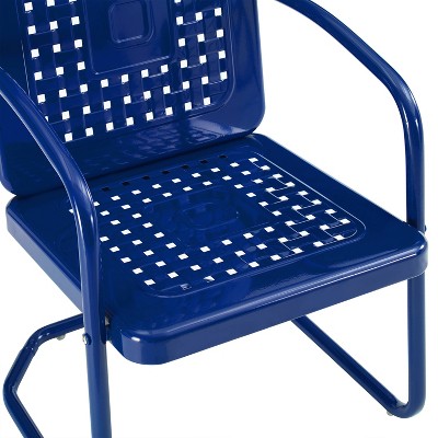 Vintage Navy Retro Metal Outdoor Chair Set with Basket Weave Design