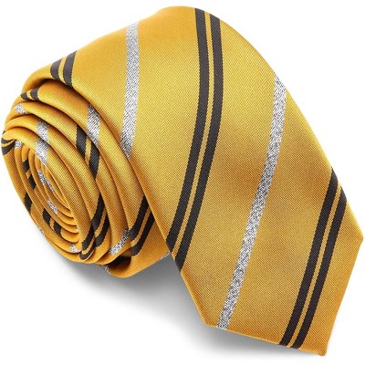 Spooky Central Yellow Wizard School Necktie with Glitter for Halloween Costumes and Cosplay, School Uniform