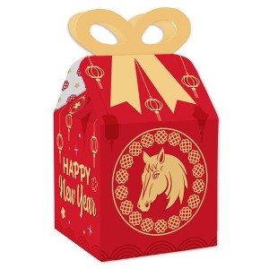 Big Dot of Happiness Lunar New Year - Square Favor Gift Boxes - 2026 Year of the Horse Bow Boxes - Set of 12 - 1 of 4