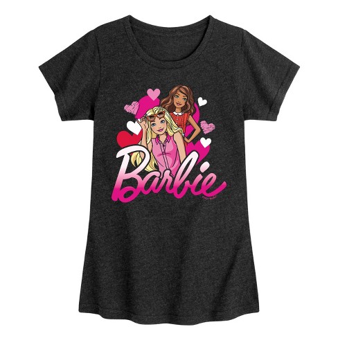 Girls Barbie Hearts With Pink Logo Fitted Short Sleeve Graphic T shirt Target