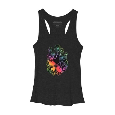 Women's Design By Humans Overgrown skull. Mushrooms. Death - Life By melazergDesign Racerback Tank Top
