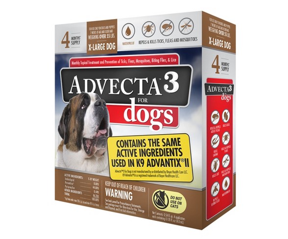 Advecta Flea Drops Pet Insect Treatment for Dogs - Over 55lbs - 4ct