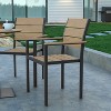 Emma and Oliver Outdoor Stacking Side Chair with Faux Teak Poly Slat Seat, Back and Arms and Metal Frame - 2 of 4