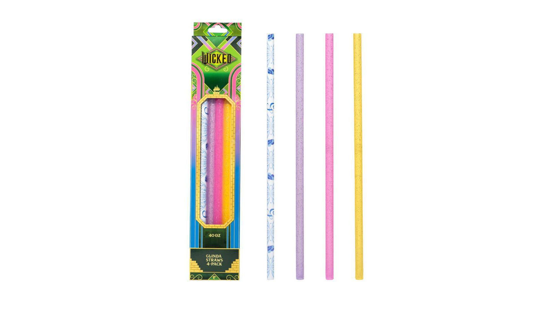 CharCharms 4pk 40oz Water Bottle Straws Wicked Glinda