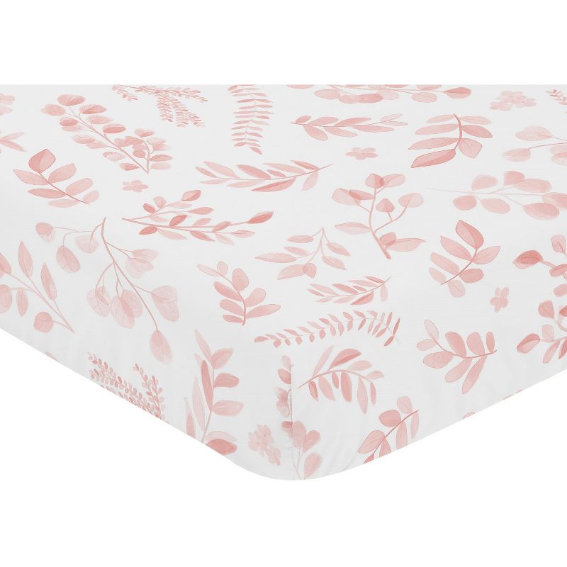 Sweet Jojo Designs Girl Baby Fitted Crib Sheet Botanical Pink and White, 4 of 8