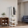 NAYSAYE Coat Hanger Wood Freestanding Coat Rack with 3 Tier Storage Shelves and Hooks for Entryway Bedroom or Living Room, White, 17"*17"*72" - 2 of 4