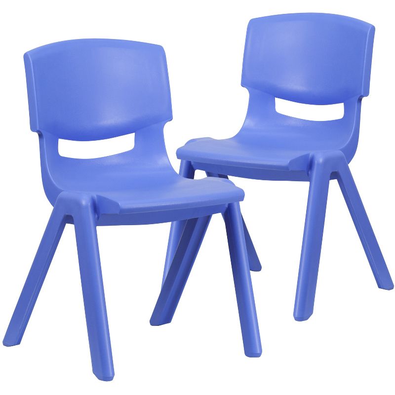 Flash Furniture 2 Pack Blue Plastic Stackable School Chair with 15.5" Seat Height, 1 of 11