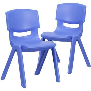 Flash Furniture 2 Pack Blue Plastic Stackable School Chair with 15.5" Seat Height