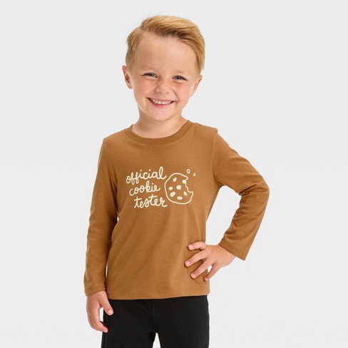 Toddler Boys\' Long Cat T-shirt Jack™ Brown Sleeve : & - Graphic Tester Cookie Target