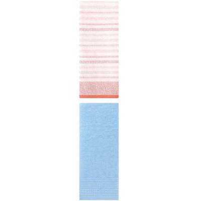 REGALWOVEN Striped Pattern Quick Drying Hand Towels for Bathroom 14" x 30"/13" x 27" 2 Pcs