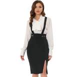 Allegra K Women's High Waist Split Adjustable Strap Suspender Pencil Skirts