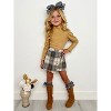 Beige Turtleneck Top and Plaid Skort Set Mia Belle Girls - 3 of 4
