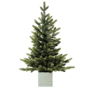 Haute Décor 30" Unlit Fraser Fir Artificial Christmas Tree in Wood Pot - 1 of 3