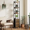 6 Tier Industrial Bookshelf, Tall Narrow Bookcase with 2 Fabric Drawers, Metal Frame Book Shelf, Freestanding Display Shelf Storage Organizer - 2 of 4